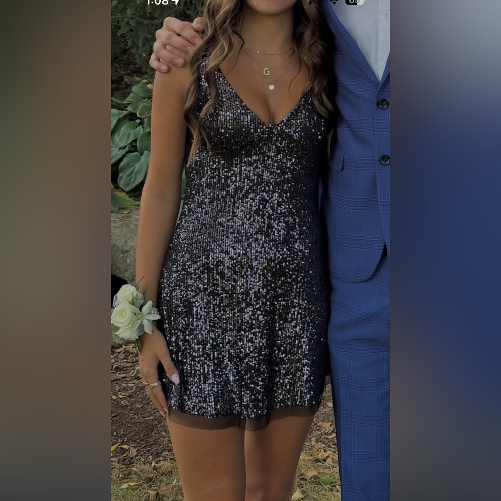 Free People Black Sequin Mini Dress